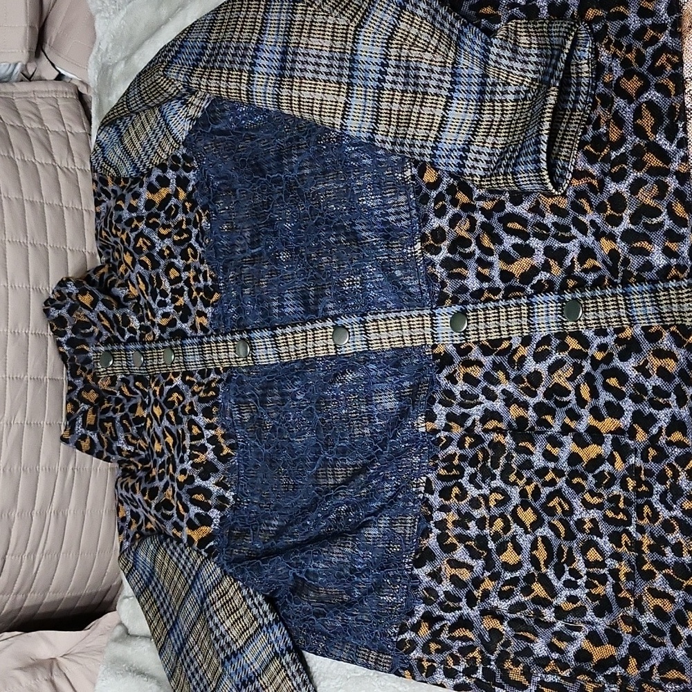 Logo Lavish Mix Media Snap front jacket